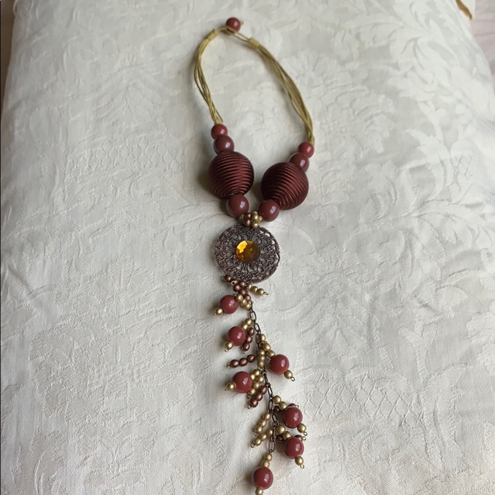 Burgundy and gold necklace. Recycled!!